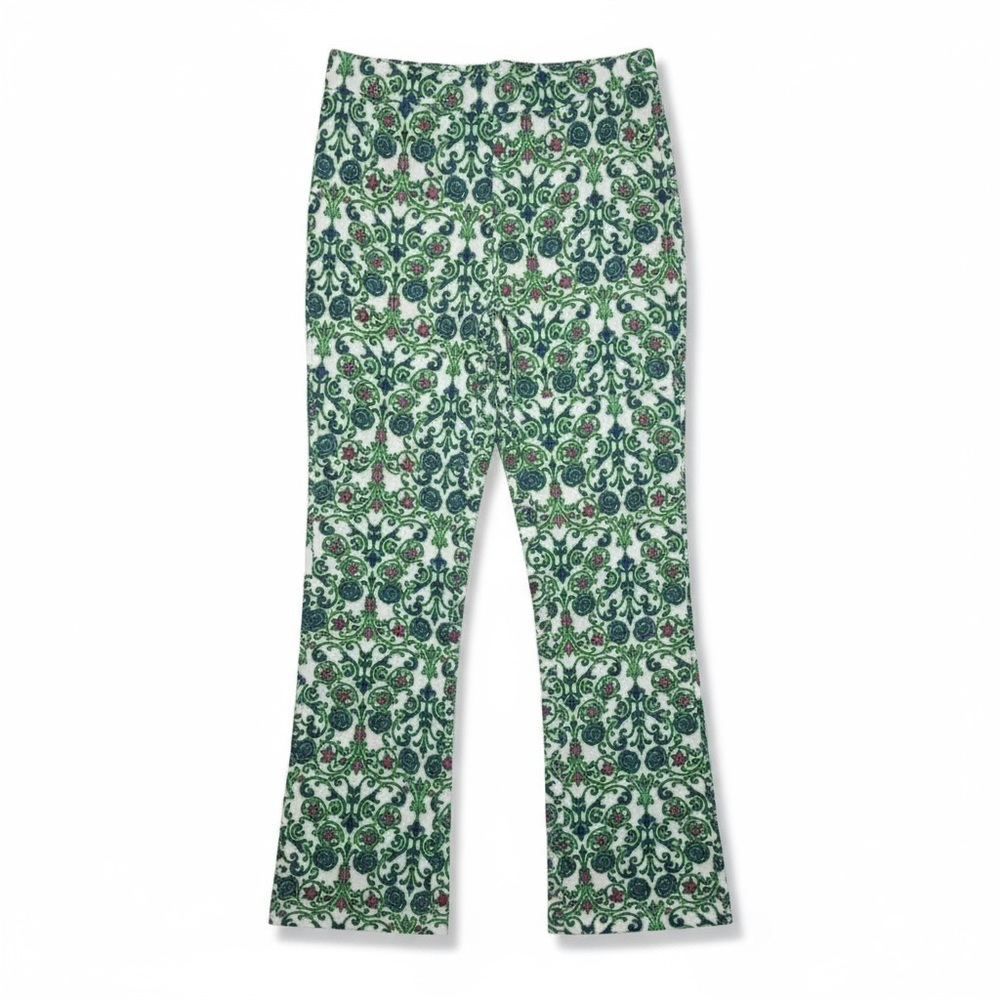 Tracy Negoshian Green and Pink Floral Pants, size S, wide leg, cottagecore, cozy